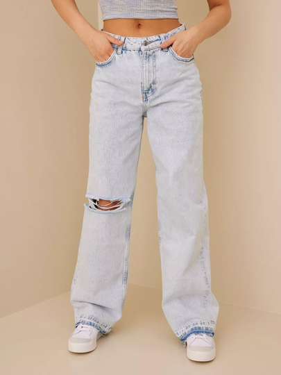 Gina Tricot Straight loose jeans Boyfriend jeans Light Blue