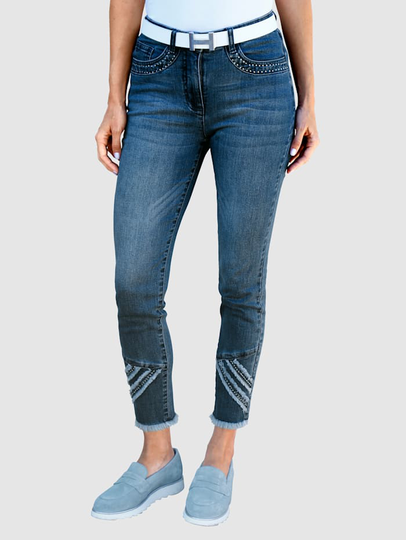 Jeans med fransiga detaljer Paola Blue stone