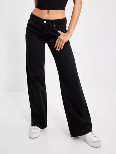 NLY Trend - Wide leg jeans - Svart - Low Waist Wide Leg Jeans - Jeans