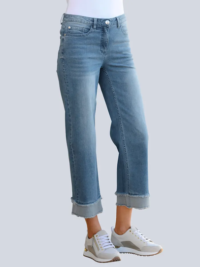 Jeans med fransiga benslut Alba Moda Blå