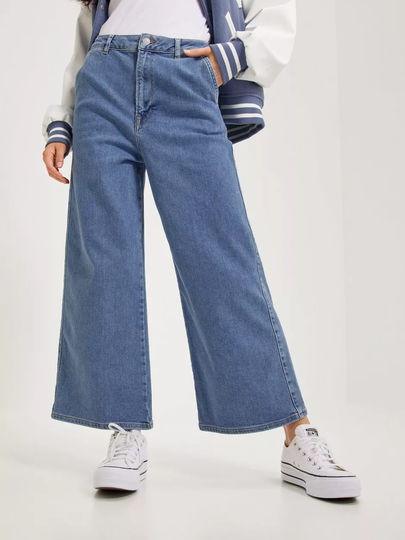 Selected Femme - Wide leg jeans - Medium Blue Denim - Slfrandi Hw Shad Blu Crop Wide Jean - Jeans