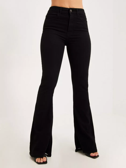 Pieces - Flare jeans - Black - Pcpeggy Hw Flared Slit Jeans Bc - Jeans
