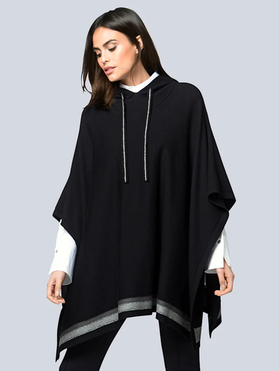 Poncho med huva Alba Moda Antracitgrå/Svart