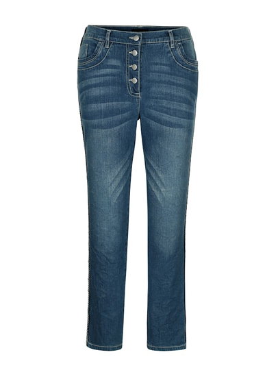 Jeans med dekorativt band MIAMODA Blue bleached
