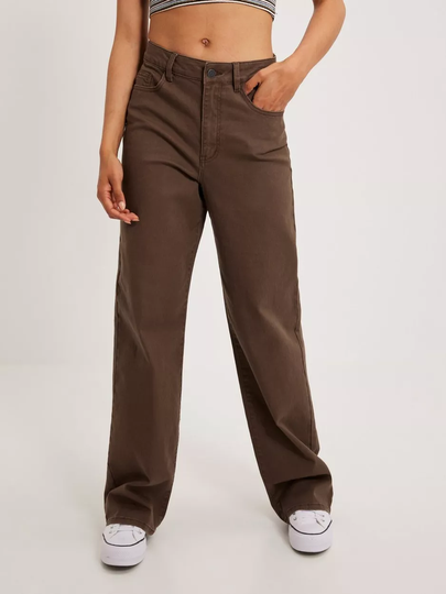 Object Collectors Item - High waisted jeans - Dark Earth - Objsavannah Twill Hw Wide Leg. Jean - Jeans
