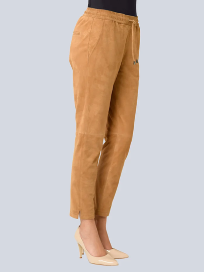 Skinnbyxor av prima getmocka Alba Moda Konjak