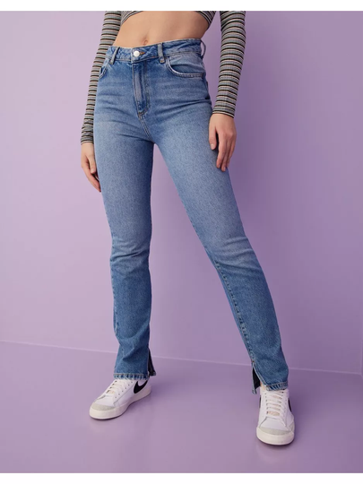 Vero Moda Vmellie Hr Straight Slit Jean BA322 High waisted jeans Medium Blue Denim