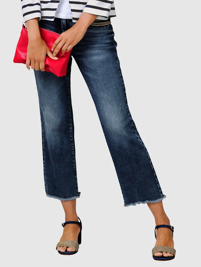 Jeans i kort och vid modell Alba Moda Blå