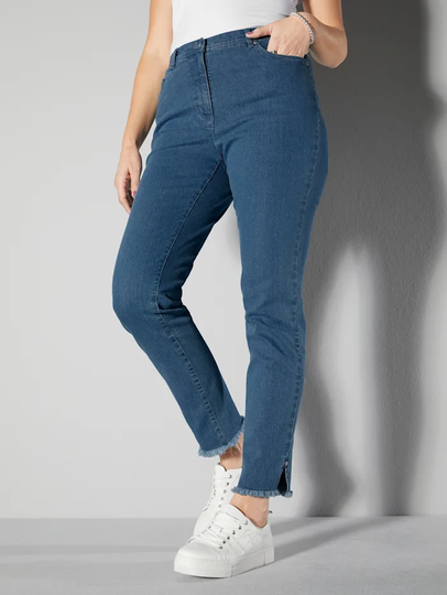 Jeans med fransig nederkant MIAMODA Blue bleached