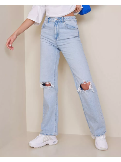 Vero Moda Vmkithy Hr Loose Straight Jeans LI3 High waisted jeans Light Blue Denim