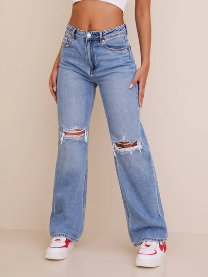 Vero Moda - Straight jeans - Medium Blue Denim - Vmkithy Hr Straight Jeans LI363 Noo - Jeans