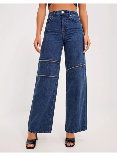 Helmut Lang Zip Jeans.INDIGO1 Wide leg jeans Indigo