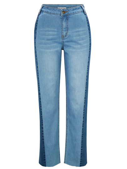 Jeans med patchwork-look REKEN MAAR Ljusblå