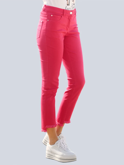 Jeans med fransiga benslut Alba Moda Röd