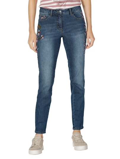 Jeans med blombroderier AMY VERMONT Blå