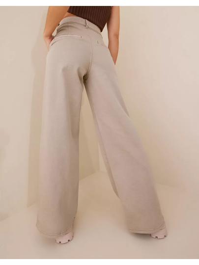 Selected Femme Slfdaili Mw Wide Oxford Jeans U Straight jeans Oxford Tan