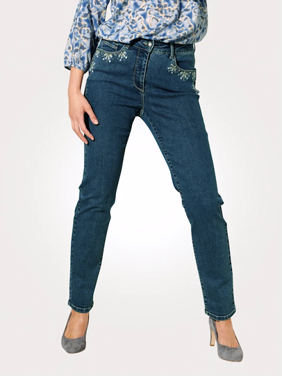 Jeans med dekorativa fickor MONA Ljusblå/Gul