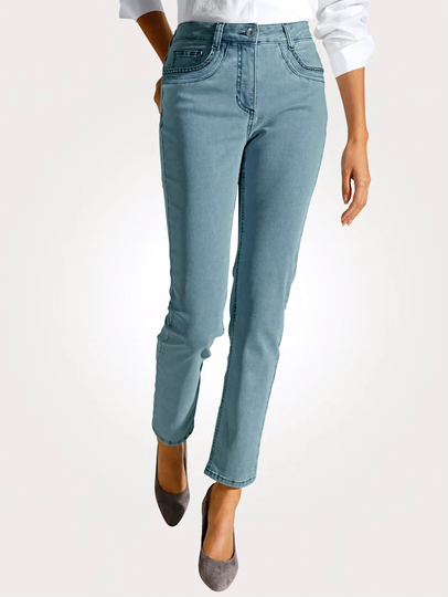 Jeans i 5-ficksmodell MONA Ljusblå