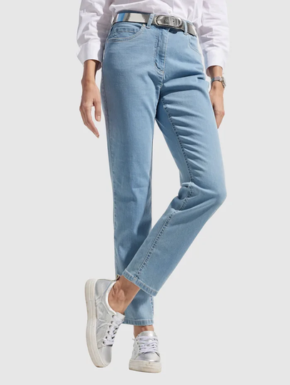 Jeans med broderad logotyp MONA Ljusblå
