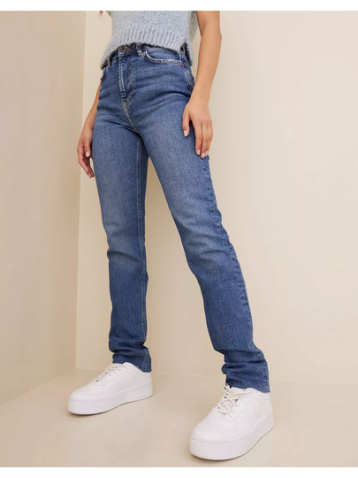 Pieces Pceda Hw Straight Jeans Mb Bc High waisted jeans Medium Blue Denim