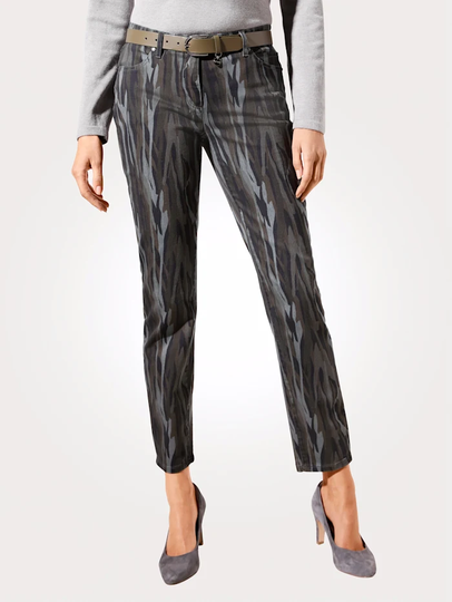 Jeans med trendigt mönster Toni Khaki/Grå