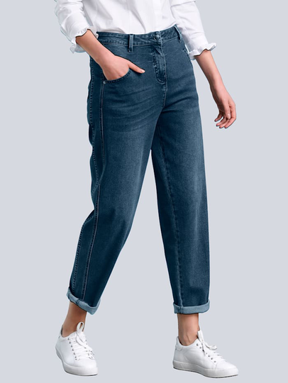 Jeans i ledig mom-fit Alba Moda Blue stone