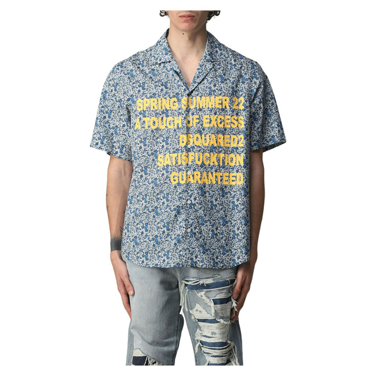 Dsquared2 - Kortärmade skjortor - Blå - Herr - Storlek: L,M