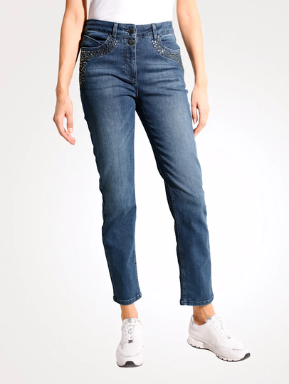 Jeans med dekornitar MONA Blå