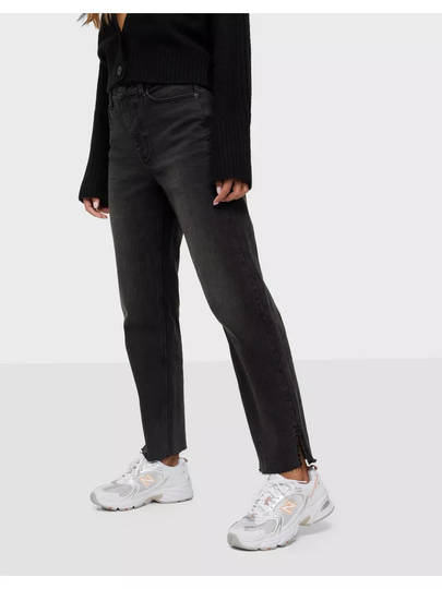 Pieces Pcrico Hw Straight Cropped Jeans Bl Straight jeans Black Denim