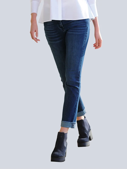 Jeans med uppvik i bensluten Alba Moda Blå