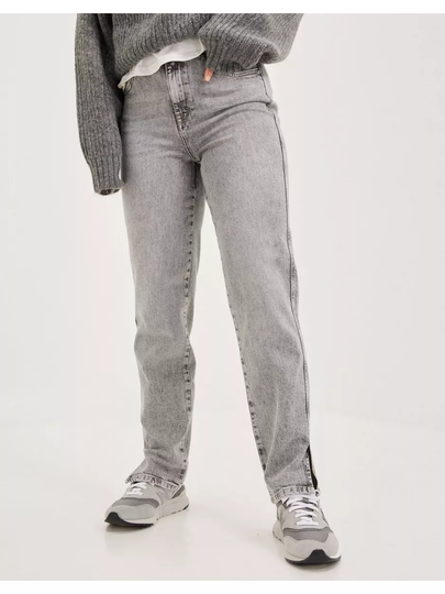 Selected Femme Slfbea Mw Light Grey Tapered Jeans Low waist jeans Grey Denim