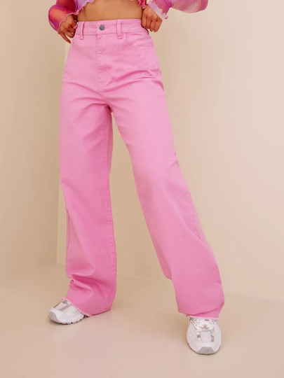 Object Collectors Item - High waisted jeans - Begonia Pink - Objsavannah Twill Hw Wide Leg. Jean - Jeans