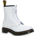 Skor Dr. Martens W White Patent Lamper Croc Emboss White Booties