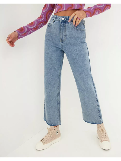 Vero Moda Vmkithy Hr Loose Str 7/8 Jeans VI31 Boyfriend jeans Light Blue Denim Cut Off Hem