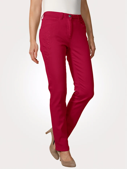 Jeans med blombroderi ton i ton MONA Ljung