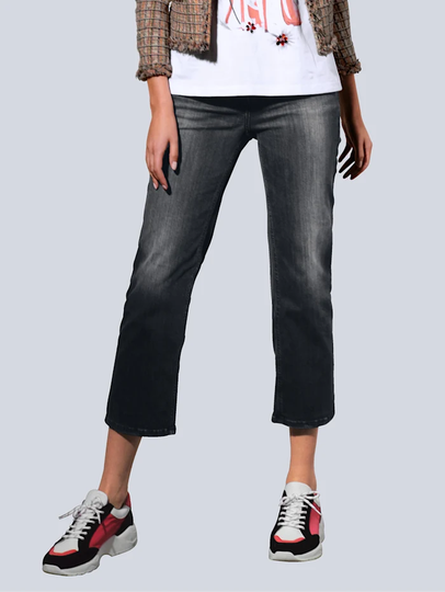 Jeans i kort och vid modell Alba Moda Grey
