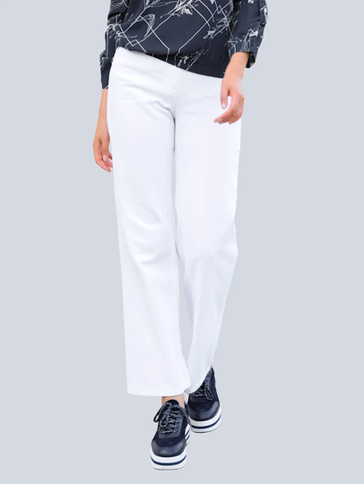 Jeans med trendigt vida ben Alba Moda Offwhite