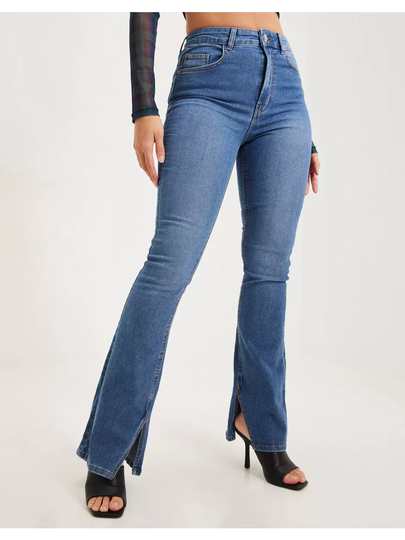 Pieces Pcpeggy Hw Flared Slit Jeans Bc Flare jeans Medium Blue Denim